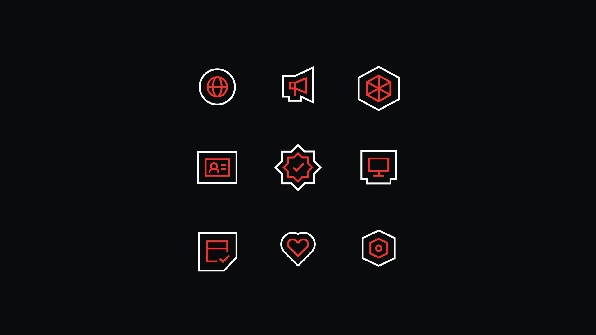 Case Beer and Code: 9 icones vermelhos com contorno em branco